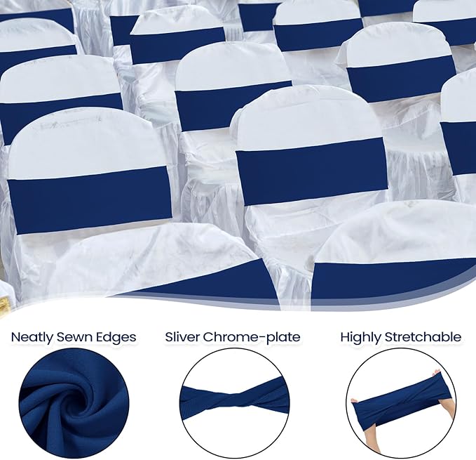 Kinlop 50 Pcs Spandex Chair Sashes Bows Chair Bands Slider Sashes - Image 3