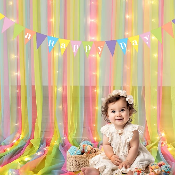Rainbow Tulle Backdrop Curtain - Image 6