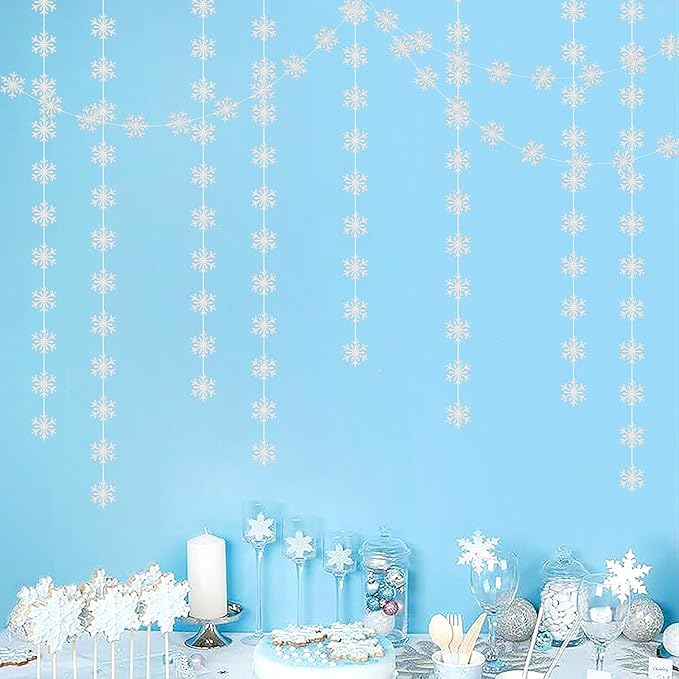 Snowflake-Snow Silver Christmas Party-Decoration Garland - 52ft Frozen Winter - Image 6