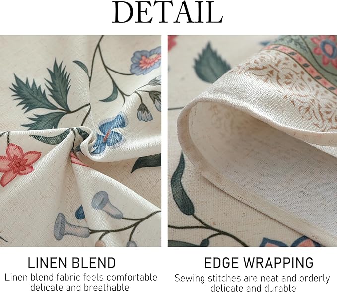 ISAENNE Designer Chinoiserie Linen Floral Round Tablecloth, Elegant Decor - Image 4
