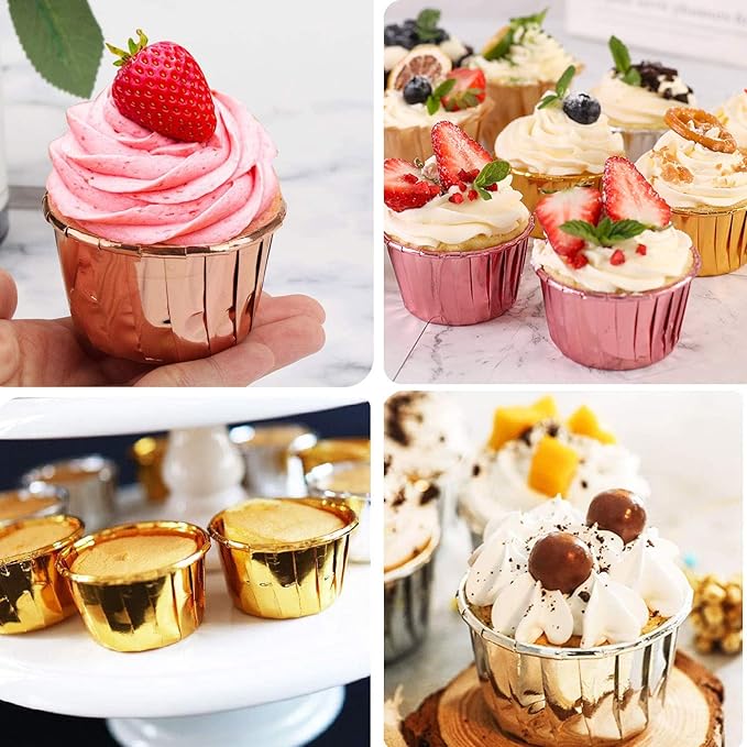 Cupcake Liners with Dome Lids 100Pack, Free-Air 3.5Oz Mini Foil Baking Cups - Image 6
