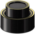 100PCS Black Plastic Plates Set by BESTSTAR