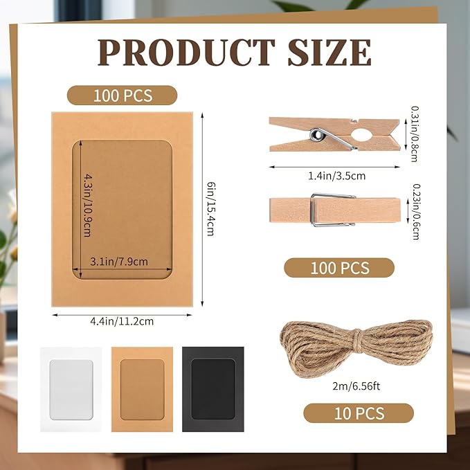 100 Pack Paper Picture Frames, 4x6 Inch Photo Strip Frame Hanging Photo Display - Image 2