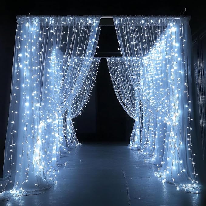 2 Pack Fairy Curtain Lights, 300 LED Upgraded Tangle-Free Hanging Lights - Image 3