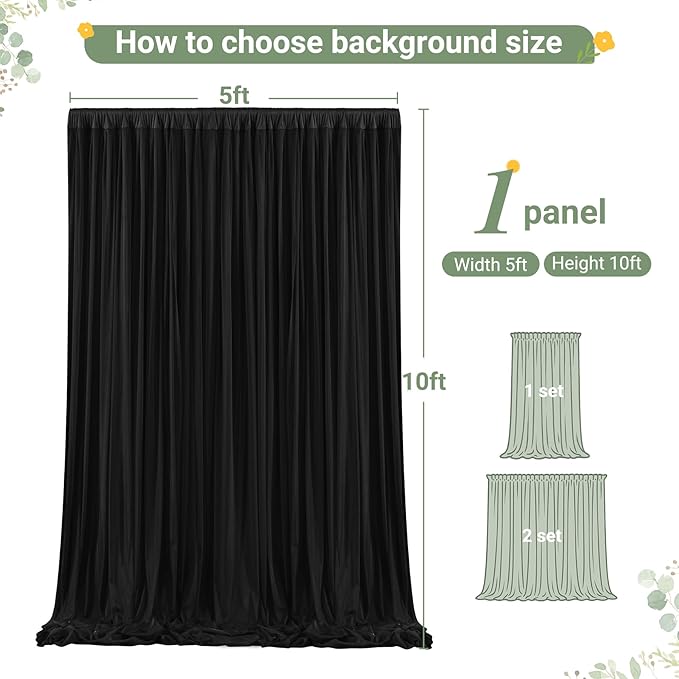 Black Tulle Backdrop Curtain for Parties Wedding, 5ft x 10ft Wrinkle Free - Image 7