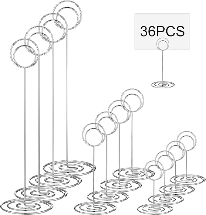 Teling 36 Pieces Table Number Holders 3 Size Place Card Holder Name Numbers by Teling