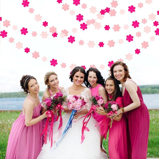 Pink Party-Decorations Streamers-Garland - 52ft Flower Hanging Paper Banner - Image 6