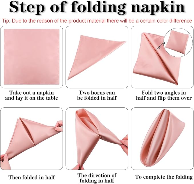 ANECO 12 Pieces Satin Napkins Soft Dinner Napkins Square Table Napkins 17 x 17 - Image 3