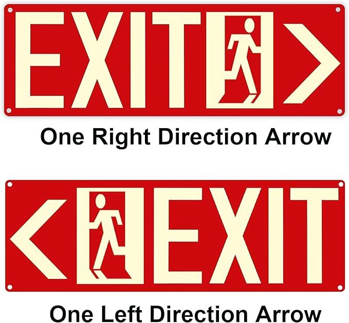 Photoluminescent Exit Signs, 14x5 inches, Self-Adhesive Aluminum, Left and - Image 3
