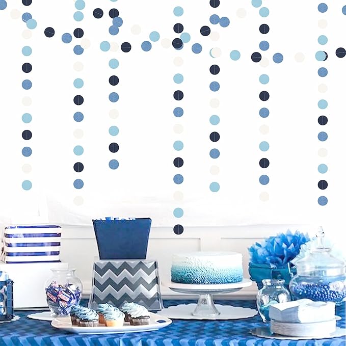 Light-Blue Navy-Dusty White Party-Decorations Garland - 52ft Baby Boy Shower - Image 5