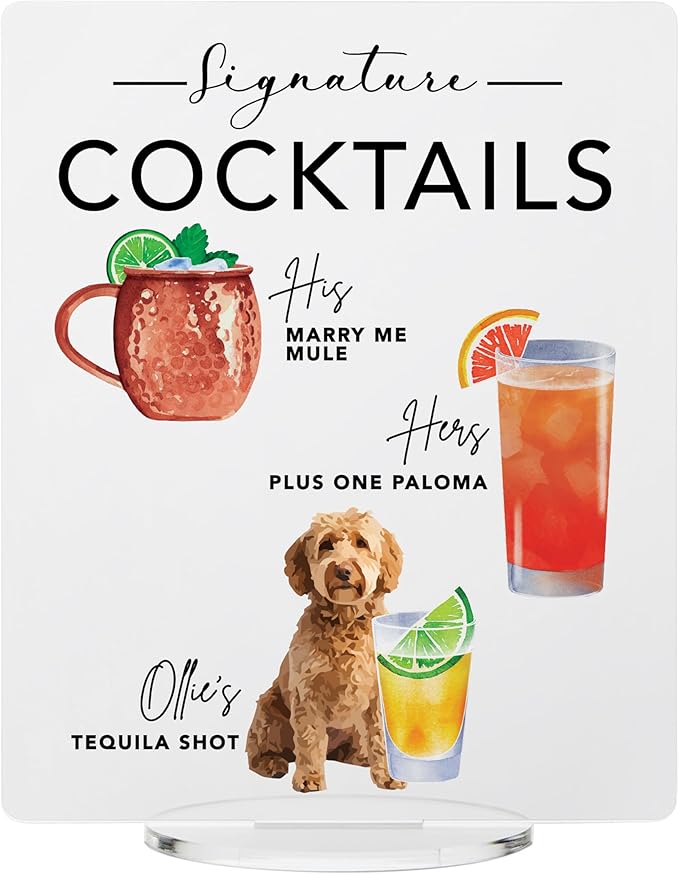 Pet Signature Drink Wedding Signs by Elation+Factory+Co.