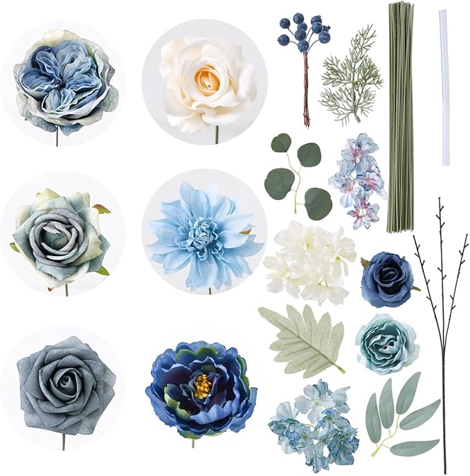 Artificial Flowers Combo Box Set Dusty Blue Flowers - Image 8