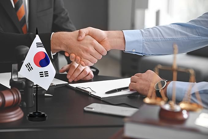 South Korea Korean Deluxe Desk Flag Set Small Mini Miniature South Korea Korean - Image 5