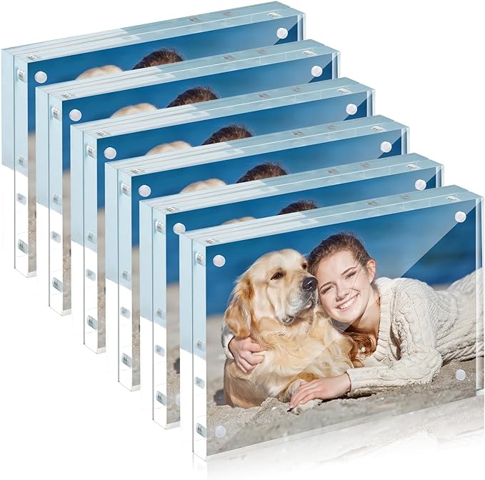TWING 6 Pack Picture Frames Acrylic 4 x 6, Horizontal Magnet Frame Lucite by TwingRepublic
