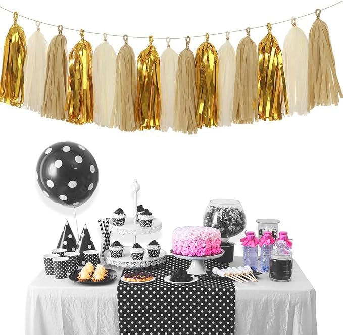 Shiny Tassel Garland Tissue Paper Tassels Banner Decoration - Image 5