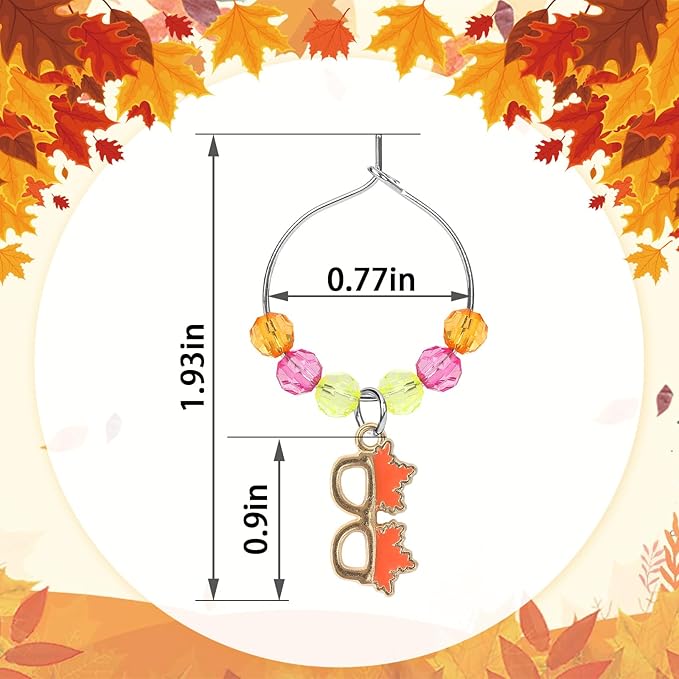 SANNIX Thanksgiving Wine Glass Charms, Hostess Gifts & Party Favors - Image 2