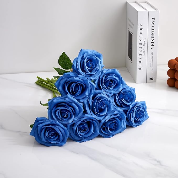 Artificial Rose 10pcs Open Flower Bouquet Faux Rose Stems - Image 5