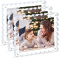 3Pack Scalloped Acrylic Photo Frame 8×10 Inch, 15+15mm Thick Block Clear Glass by Chivalral