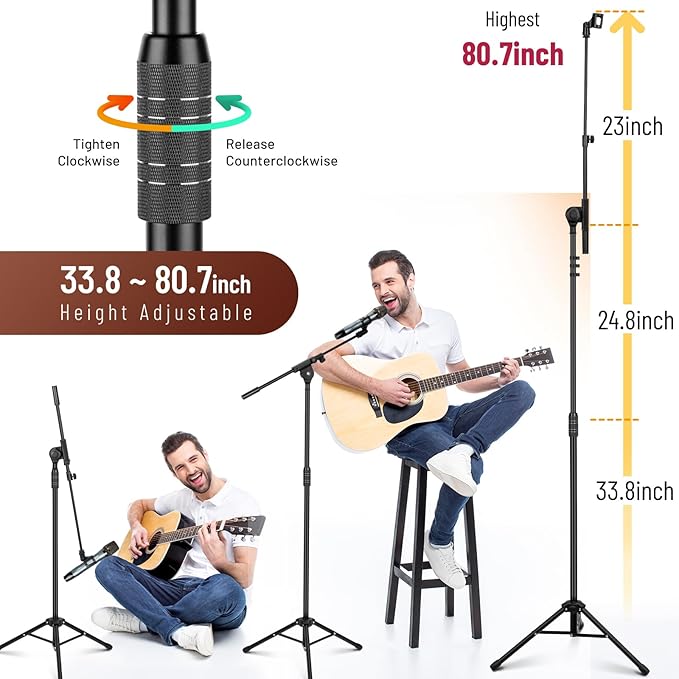 CAHAYA Dual-use Tripod Microphone Stand Boom Arm Floor Mic Stand Portable - Image 6