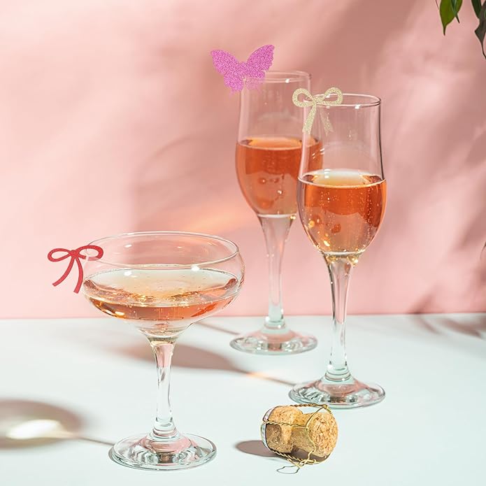 PATIKIL 50 Pcs Bow Drink Tags, Acrylic Wine Glass Charms Reusable Drink Markers - Image 5