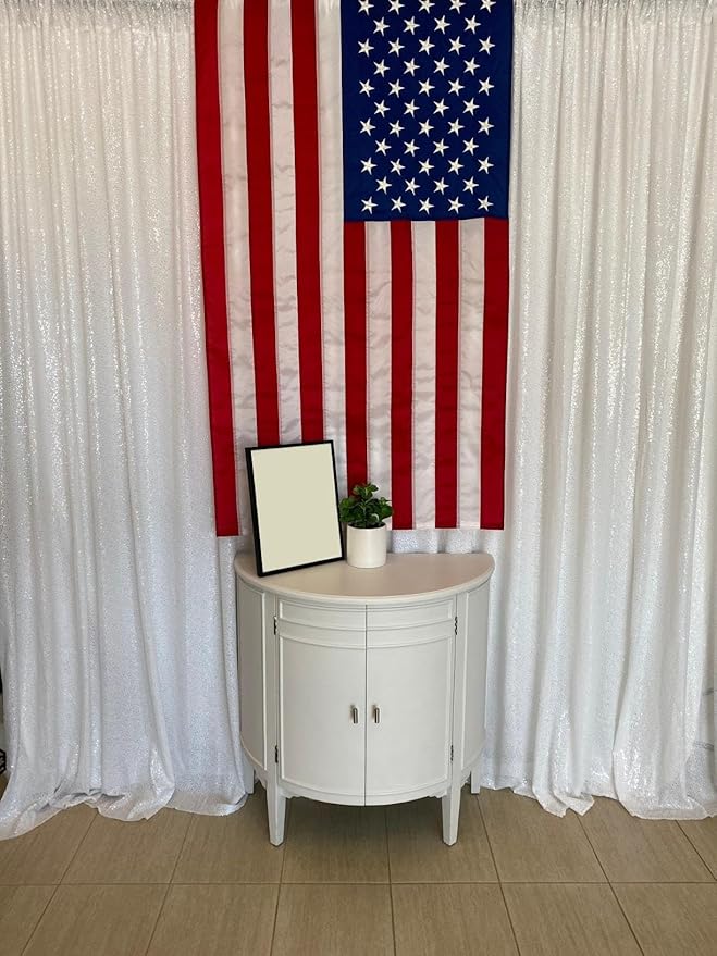 ShinyBeauty White Sequin Backdrop 4x10ft – Wedding Arch Drapes, Photography - Image 5