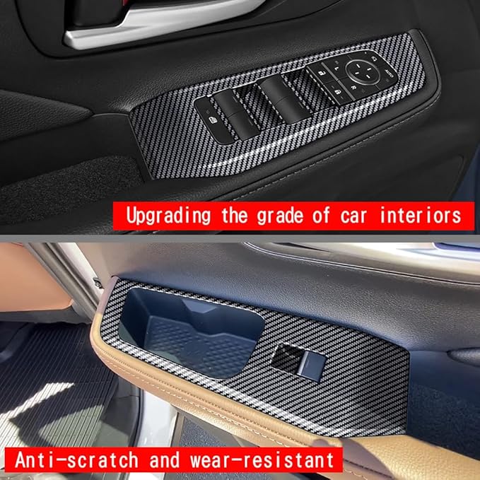 4pcs Carbon Fiber Style Front Rear Doors Window Glass Lift Switch Panel Cover - Image 5