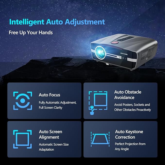 Ultra HD 4K Projector Auto Focus HDR WiFi6, Smart LED WiFi Bluetooth Projector - Image 2