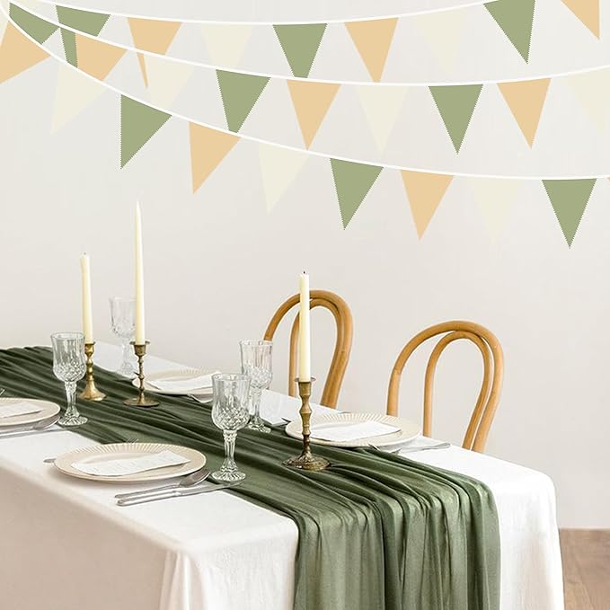 32Ft Camping Party Decorations Olive Green Tan Brown Cream Neutral Triangle - Image 5