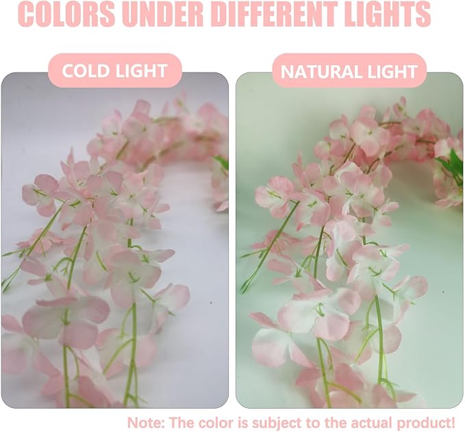 24 Pack Light Pink Wisteria Hanging Flowers, 3.4 Ft Fake Hanging Flowers - Image 4
