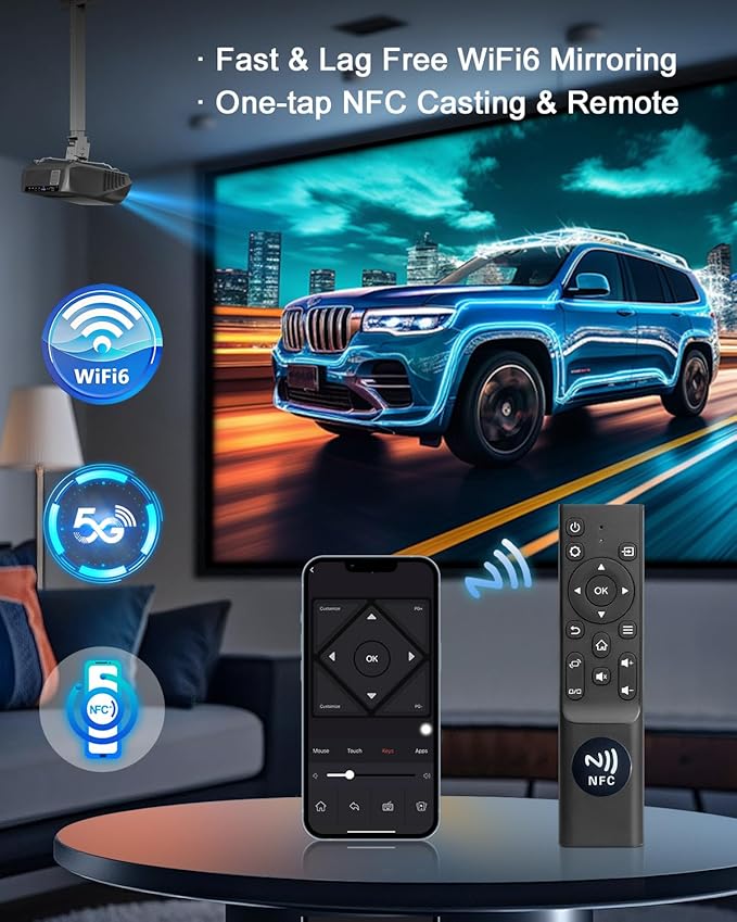 High Bright Projector 1800 ANSI Lumens, 4K Support, WiFi6 & Bluetooth, Smart - Image 5