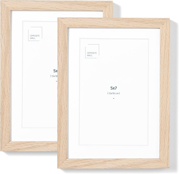 Opposite Wall - Set of 2-5x7 in - Natural Solid Oak Wood Picture Frames - Wall by OppositeWall