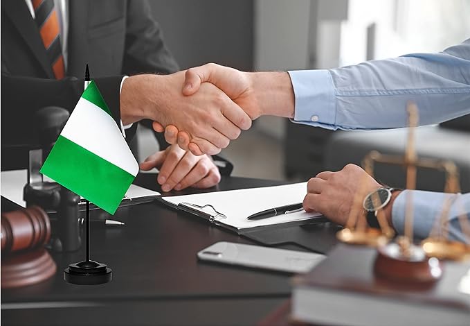 Nigeria Nigerian Deluxe Desk Flag Set Small Mini Miniature Nigeria Nigerian - Image 5