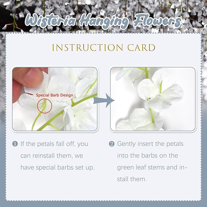 36 Pack Grey Wisteria Hanging Flowers, 3.44 Ft Fake Hanging Flowers, Artificial - Image 4