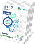 Slanted Back Acrylic Sign Stands 8 x 10, Plastic Paper Sign Holder by Wbtran