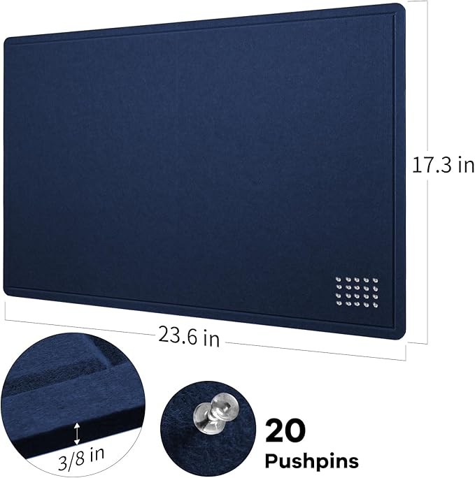 Bulletin Board, 24 x 18 inches Felt Board Decorative Pin Board, Cork Board - Image 6