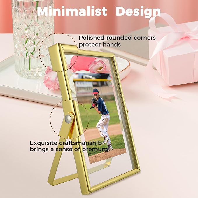 Gold Floating Frame, For Picture 3.5x5, Small Tabletop Photo Frame, Classy Gift - Image 3