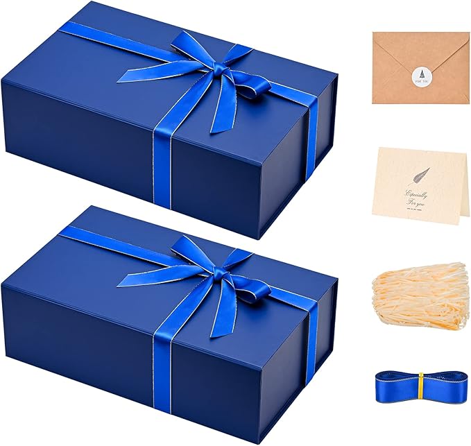LIFELUM Navy Blue Gift Boxes 2 Pack 13.85 x 8.35 x 4.45 inch, Gift Box by LIFELUM