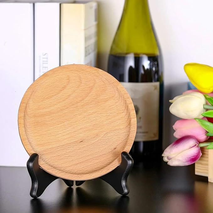 Tatuo 4 Packs Wooden Display Stand Decorative Plate Stands - Image 6