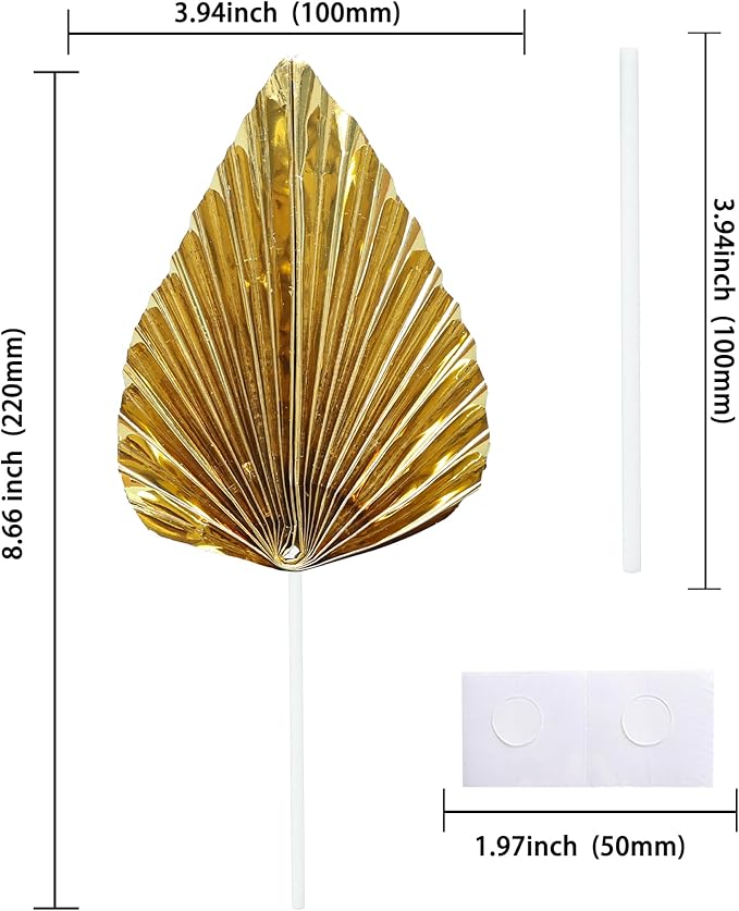 Gyufise 6Pcs Paper Palm Fan Cake Toppers Palm Spear Leaves Fan Cupcake Toppers - Image 2