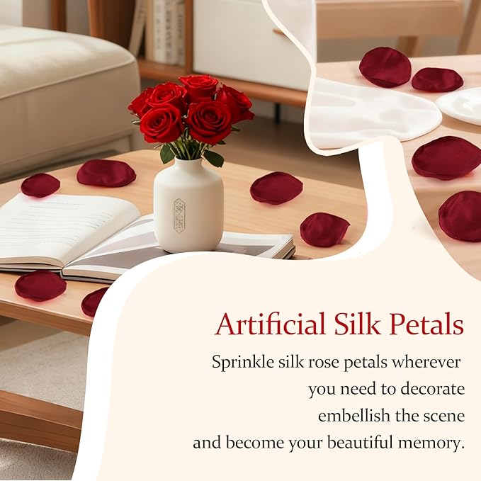 Silk Rose Petals Burgundy 300pcs - Image 2
