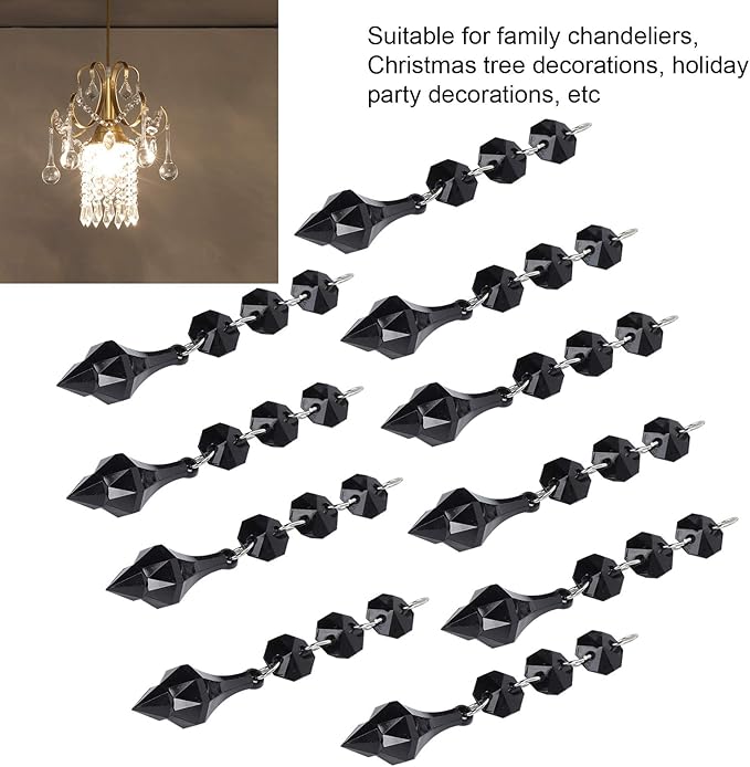 Buachois 10Pcs Clear Acrylic Crystal Ornament Beads Garland Chandelier Hanging - Image 4
