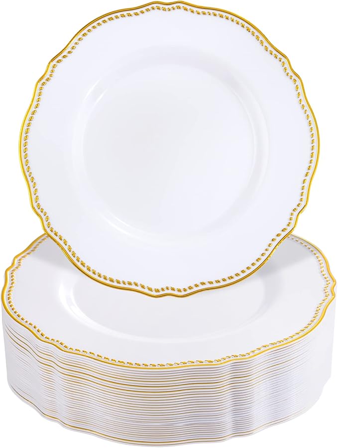 Hioasis 60pcs Gold Plastic Plates by Hioasis