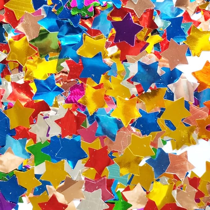 Multicolors Star Confetti 0.6 inch, Round Rainbow Foil Confetti, Shiny Rainbow by CC+wonderland+zone