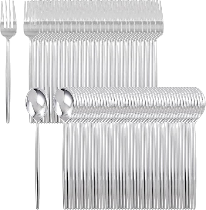 SUT 200Pcs Plastic Silverware, Plastic Spoons and Forks, Disposable Silverware by SeeYouTomorrow