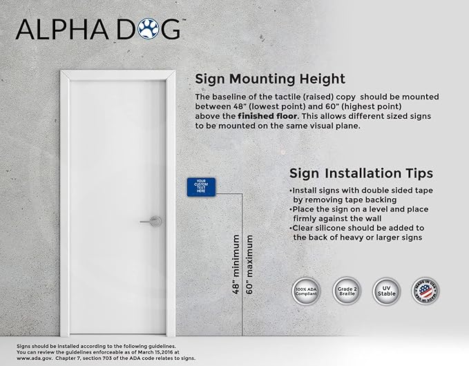 ALPHA DOG ADA SIGNS Custom ADA Compliant Braille Sign, Tactile Text, Raised - Image 5