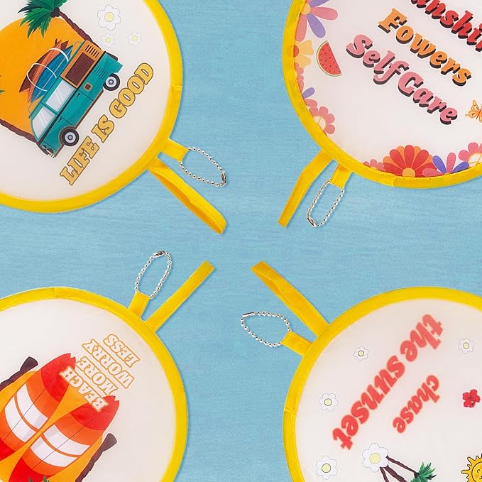 4 Styles Summer Beach Round Foldable Hand Fan Japanese Foldable Fan Style - Image 3