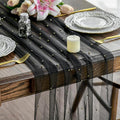 Artoid Mode Pearl Black Gauze Table Runner 59x120 Inch, Seasonal Sheer Kitchen by ArtoidMode