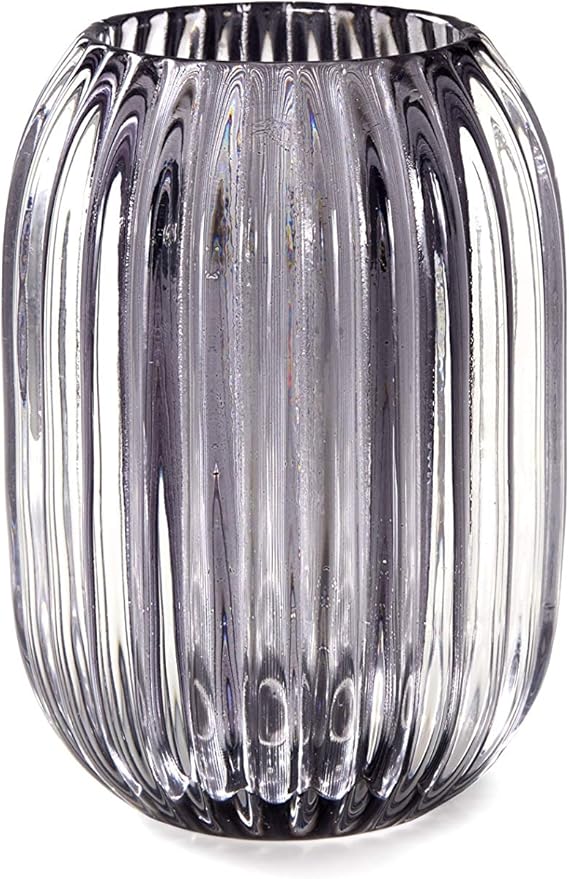 Serene Spaces Living Smoke Grey Optical Glass Votive Holder, Measures 5" Tall by SereneSpacesLiving