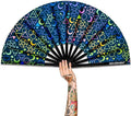 UV Glow Rave Fan, Bamboo Folding Clack Hand Fans Foldable by Raveahem