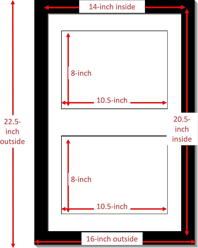 Creative Picture Frames 14X20Bk-W Black Vertical Double Diploma Frame - Image 2